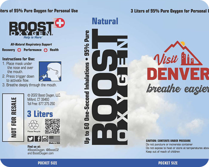 Boost Oxygen natural pocket-size packaging card featuring a blue sky.
