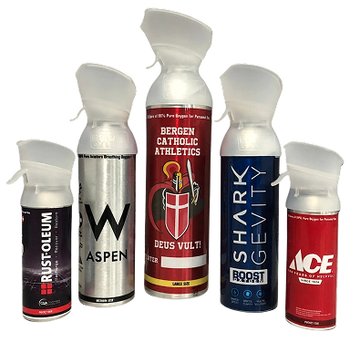 Five spray cans of athletic lubricants and rust preventatives.