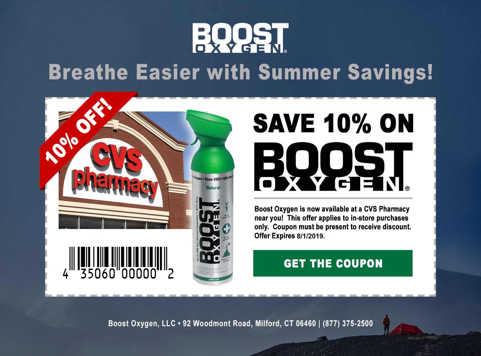 10% Off Coupon for Boost Oxygen at CVS Pharmacy.